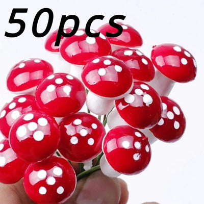 50pcs Mini Mushroom Miniature Model Artificial Garden Moss Resin Craft Decoration Piles Home Garden Supplies Craft