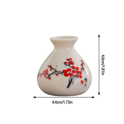 Retro White Chinese Style Mini Ceramic Vase Niche Home Dry Ice Kettle Ornament DIY Decoration Miniatures Flower Vase Crafts Gift