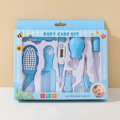 8/20pcs Baby Care EVA Bag Eight-piece Set Baby Nasal Aspirator Nail Scissors Cartoon Set Daily Cleaning Supplies Care Bag