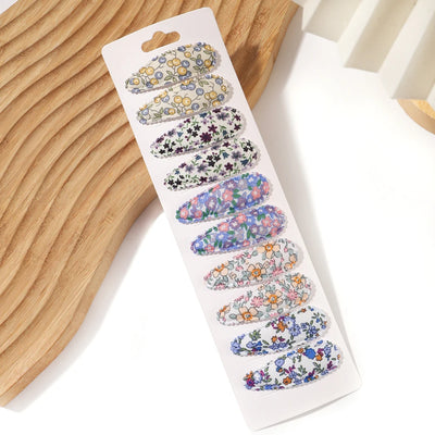 10Pcs/Lot Fresh Print Cotton Alloy Hair Clips for Kids Fabric Plaid BB Hairpins Girl Hairgripe Headwear Baby Hair Accessories