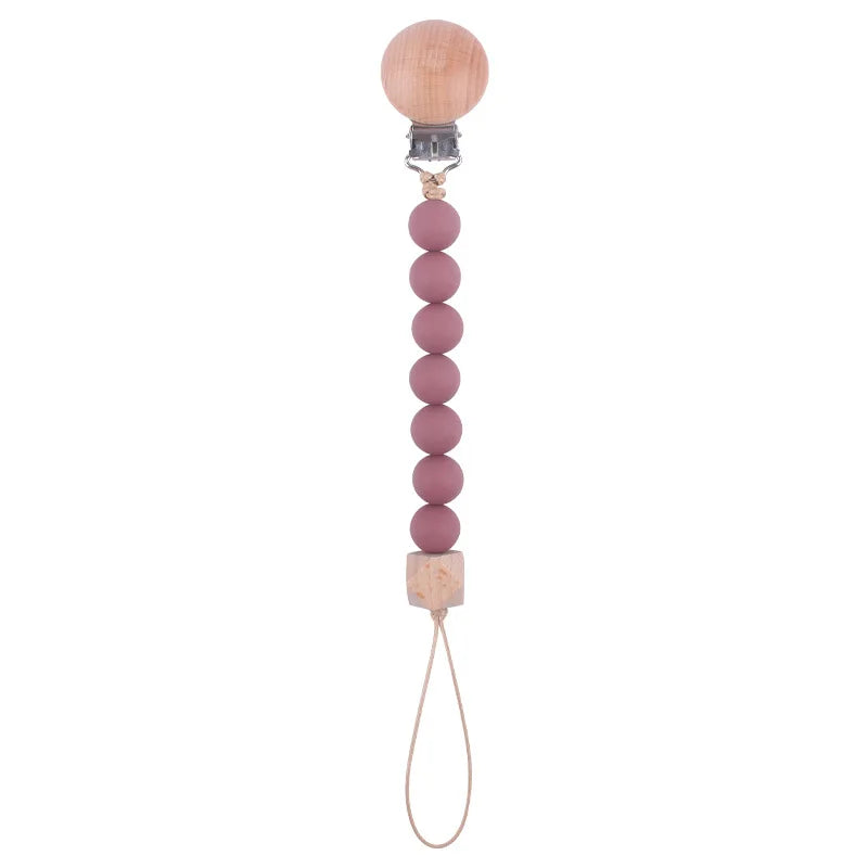 New Baby Products Made of Beech Wood Pacifier Clip To Soothe Silicone Bite Grind Teeth Angle Pacifier Chain Baby Toys Bebes