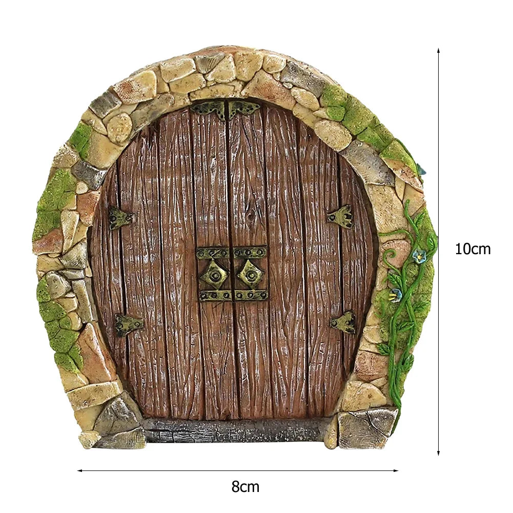 6 PCS Wood Miniature Fairy Gnome Window Door Elf Home Creative Yard Art Sculpture for Yard Art Tree Sculpture Fairy Garden Decor
