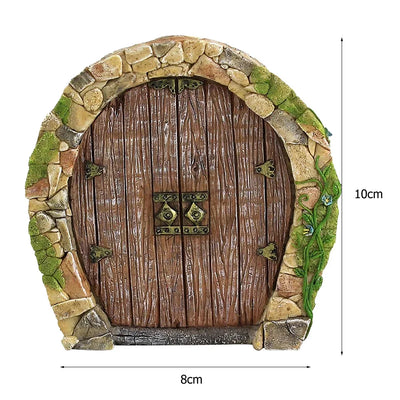 6 PCS Wood Miniature Fairy Gnome Window Door Elf Home Creative Yard Art Sculpture for Yard Art Tree Sculpture Fairy Garden Decor