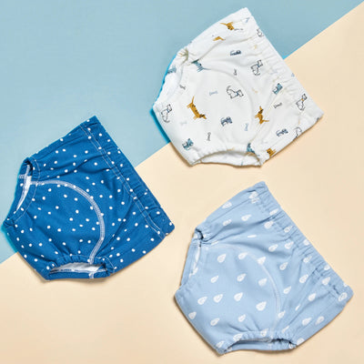 3PCS BABY COTTON TRAINING PANTS 6-LAYER WATERPROOF REUSABLE CLOTH DIAPERS FOR TODDLERS