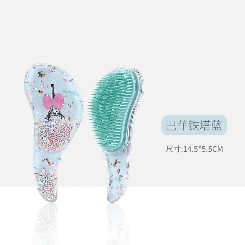 1 Pc New Cute Hair dressing Comb for Kids Anti-knot Massage Flowing Bead Hair Brush Children Girls Dress Up Makeups Toy Gifts