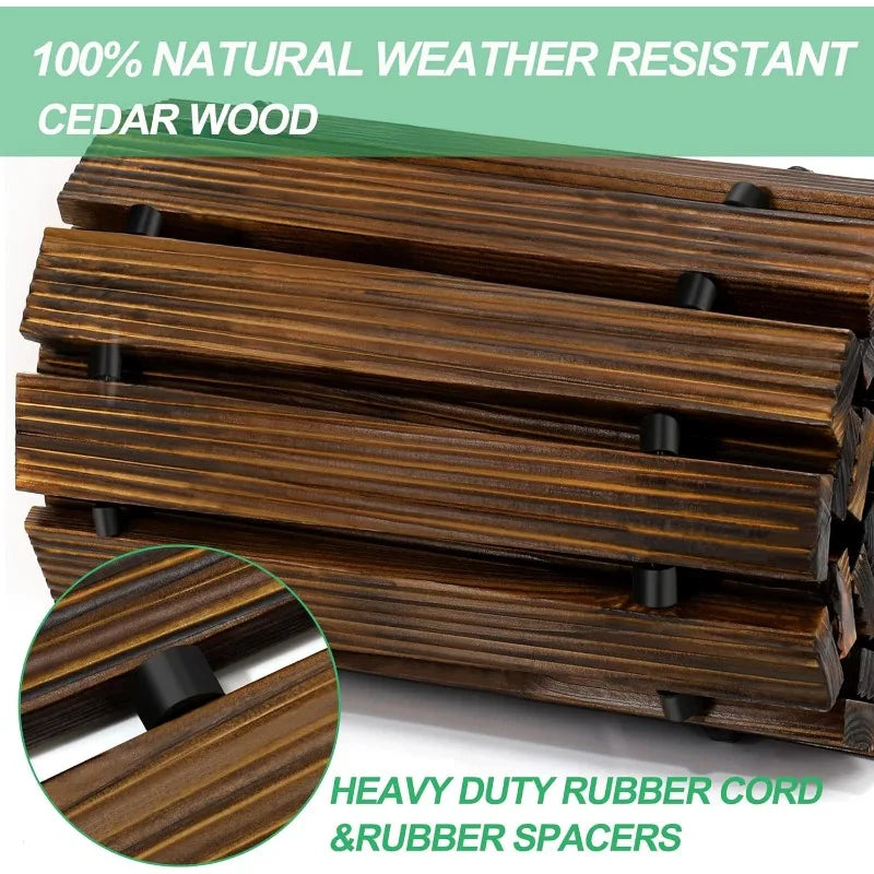 8' Wooden Garden Pathway,Outdoor Roll Out Cedar Straight Walkway,Patio Path Decorative Garden Boardwalk Walkways