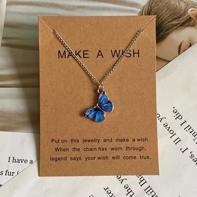 Fashion Romantic Butterfly Necklace for Women Girl Blue White Orange Color Animial Design Choker Neck