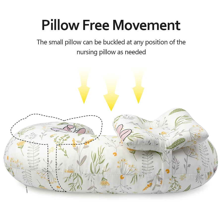 Nursing Pillow U-Shaped - Multifunctional with Removable, Machine Washable Cover - Waist & Neck Support for Breastfeeding, Side
