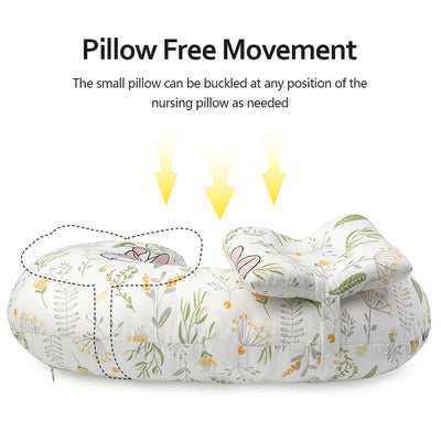 Nursing Pillow U-Shaped - Multifunctional with Removable, Machine Washable Cover - Waist & Neck Support for Breastfeeding, Side