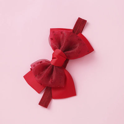 Baby Gauze Bow Headband Kawaii Princess Solid Color Bowknot Hair Band For Newborn Girls Soft Elastic Children's Hair Accessories