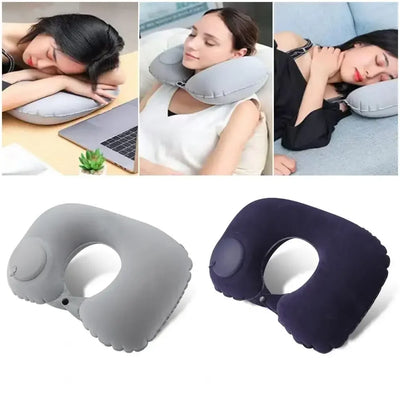 Travel Neck Pillow Comfortable Support Head 360 Degree Traveling Car Airplane Sleeping Head Supportive Press-inflatable Pillow