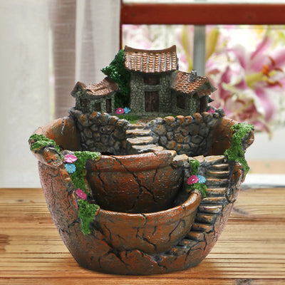 Creative Mini Flowerpot Succulent Planter Simulation House Cute Green Plants Planter Flower Pot With Hole Home Garden Decoration