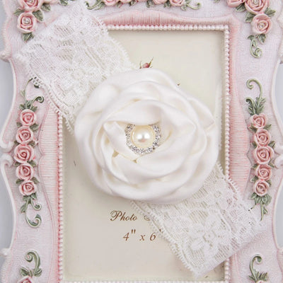 1PCS Baby Girls Rose Flower Headband with Pearl Rhinestone Center Soft Lace Bands Newborn Infant Toddler Kids Hair Accessories