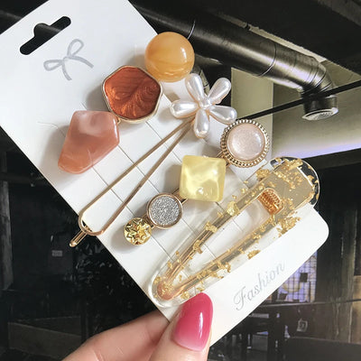 New Fashion 3/4pcs Set Pearl Hair Clip For Women Korean Hairpin Geometric Crystal Hair Barrettes Girl Hair Accessories Hairgrip