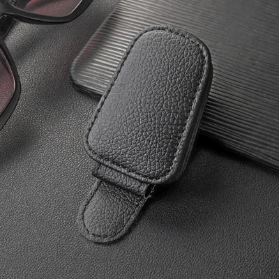 MAGNETIC LEATHER CAR SUNGLASS HOLDER CLIP FOR VISOR – EYEGLASS HOLDER TRUCK ACCESSORY FOR MEN & WOMEN