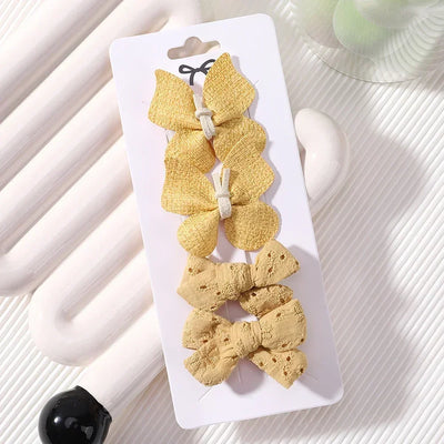 4Pcs/set Butterfly Hair Clip Set for Girls Double Layered Bow Cute Bangs Hair Pin Cotton Safe Kids Baby Hair Accessories Set