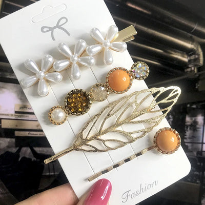 New Fashion 3/4pcs Set Pearl Hair Clip For Women Korean Hairpin Geometric Crystal Hair Barrettes Girl Hair Accessories Hairgrip