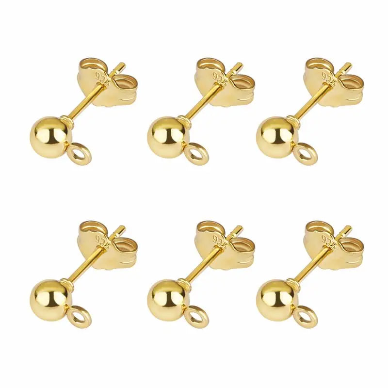 50pcs/lot 925 Silver Plated Blank Post Earring Studs Base Pin With Earring Plug Findings Ear Back DIY Jewelry Making Accessories