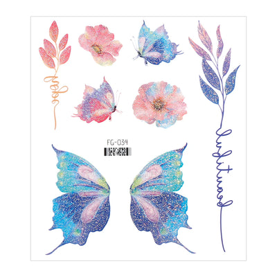 3D Fairy Butterfly Wings Shiny Tattoo Sticker Waterproof Eyes Face Body Art Fake Tattoos For Women Makeup Dance Music Festival