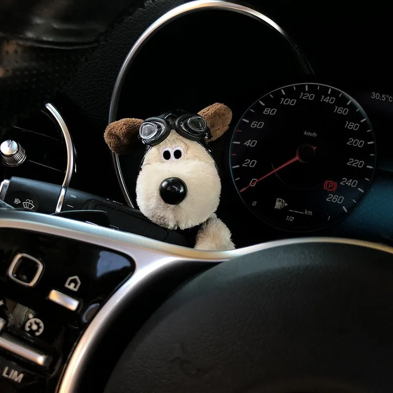 PLUSH PUPPY CAR WIPER ORNAMENT – CUTE BOWKNOT DOG DECORATION FOR TURN SIGNAL & DASHBOARD