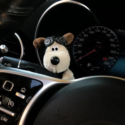 PLUSH PUPPY CAR WIPER ORNAMENT – CUTE BOWKNOT DOG DECORATION FOR TURN SIGNAL & DASHBOARD