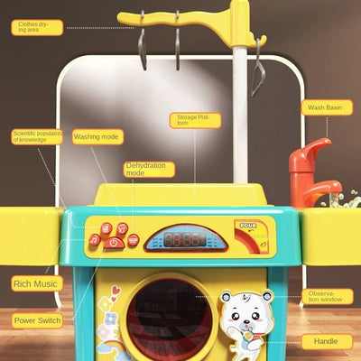 Kids Washing Machine Toy Simulation Cleaning Play House Appliances Washing Preschool Class Toy Cleaning Gifts Clothes