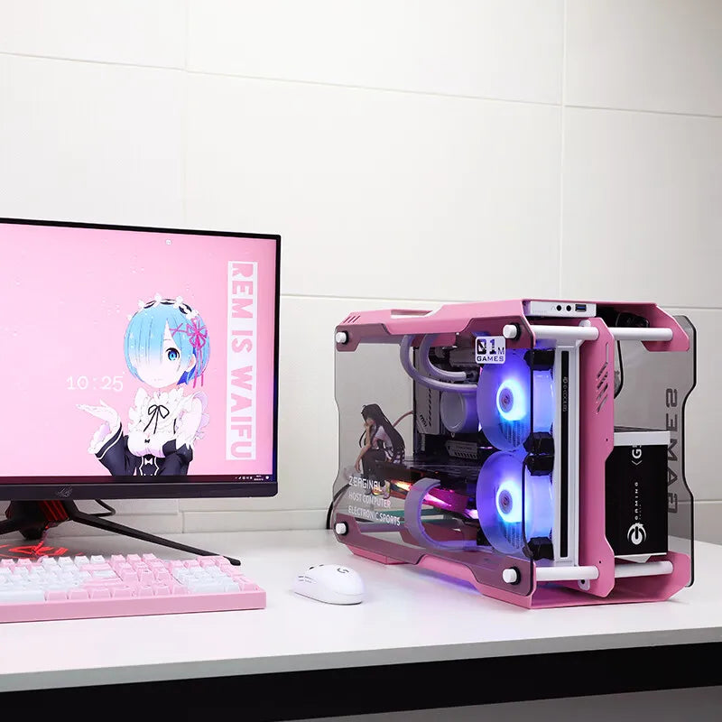ZEAGINAL ZC-01M mini water-cooled chassis all-aluminum double-sided tempered glass DIY desktop computer game small chassis