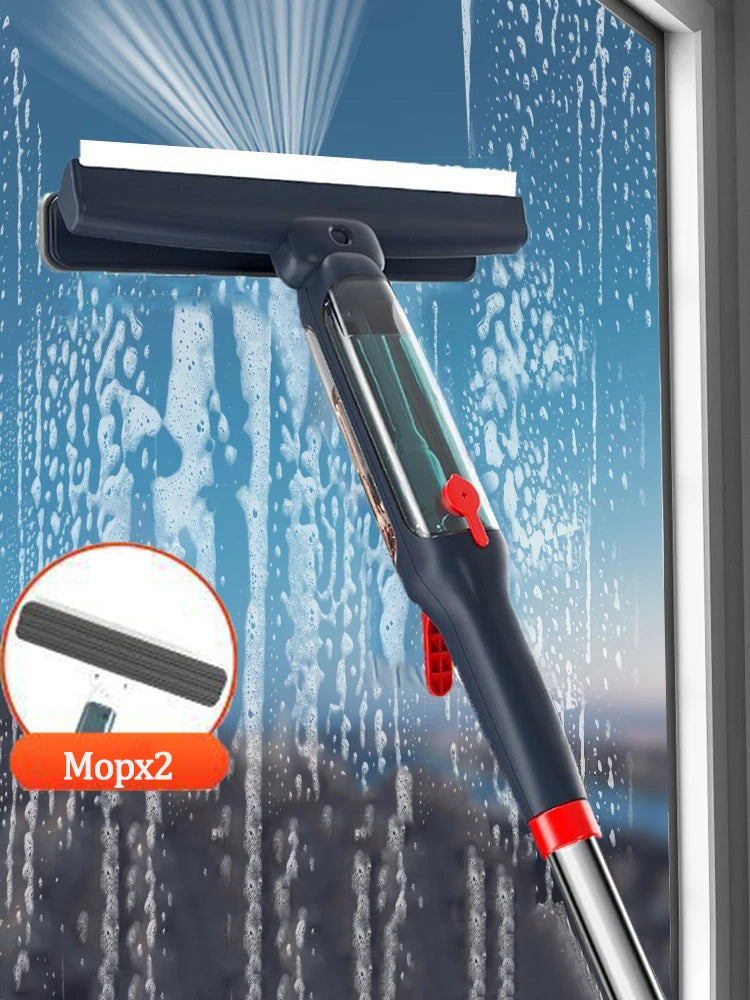 WINDOW CLEANER MOP HOUSEHOLD MULTIFUNCTIONAL WITH SILICONE SCRAPER GLASS SPRAY WASHER FOR GLASS OUTDOOR WINDOW CLEANING TOOL