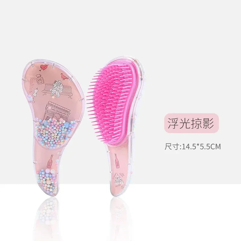 1 Pc New Cute Hair dressing Comb for Kids Anti-knot Massage Flowing Bead Hair Brush Children Girls Dress Up Makeups Toy Gifts