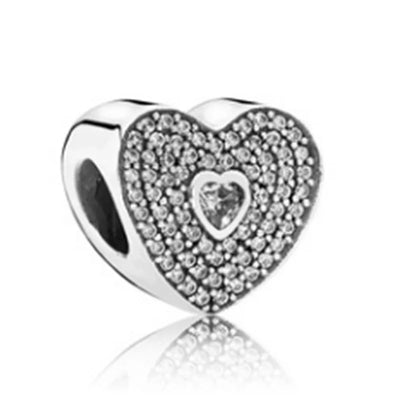 2024 New 925 Silver Plated Diamond Heart Bell Loose Charm Beads For Pandora DIY Bracelet Necklace Jewelry Accessories Gifts