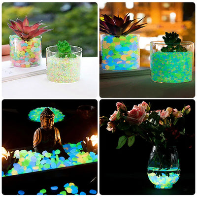 100PCS Solar Luminous Stone Fish Tank Pebble Multifunction Glow In The Dark Pebble Glowing Stone Rock Reusable Garden Decoration