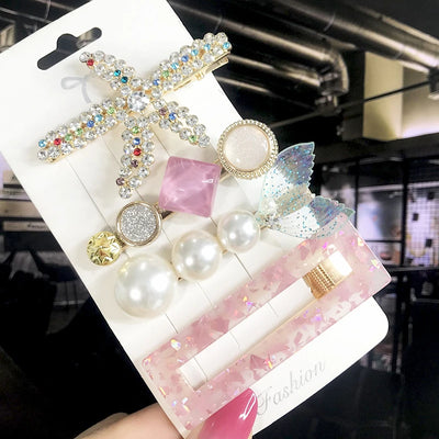 New Fashion 3/4pcs Set Pearl Hair Clip For Women Korean Hairpin Geometric Crystal Hair Barrettes Girl Hair Accessories Hairgrip