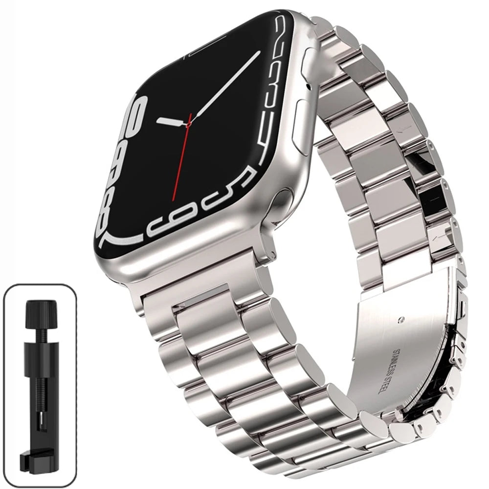 Stainless Steel Strap For Apple Watch 46mm Ultra 49mm Metal Wristband Bracelet For iWatch 10 9 8 5 4 SE 42mm Business Watchband