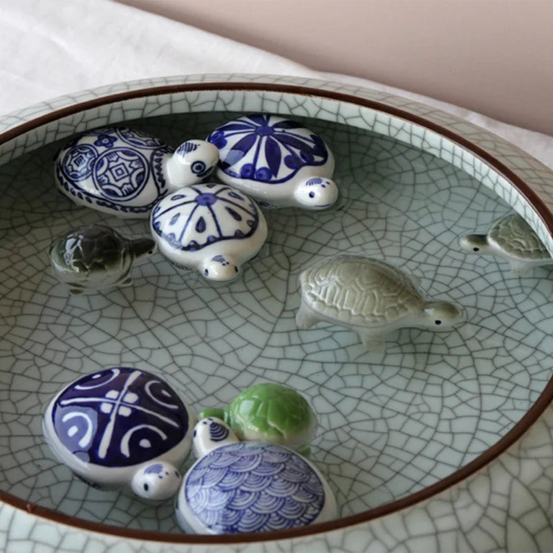 Garden Floating Ceramics Goldfish Creative Ceramic Underglaze Color Hand-painted Turtle Ornament Fish Tank Floating Decor Crafts