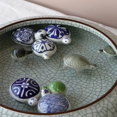 Garden Floating Ceramics Goldfish Creative Ceramic Underglaze Color Hand-painted Turtle Ornament Fish Tank Floating Decor Crafts