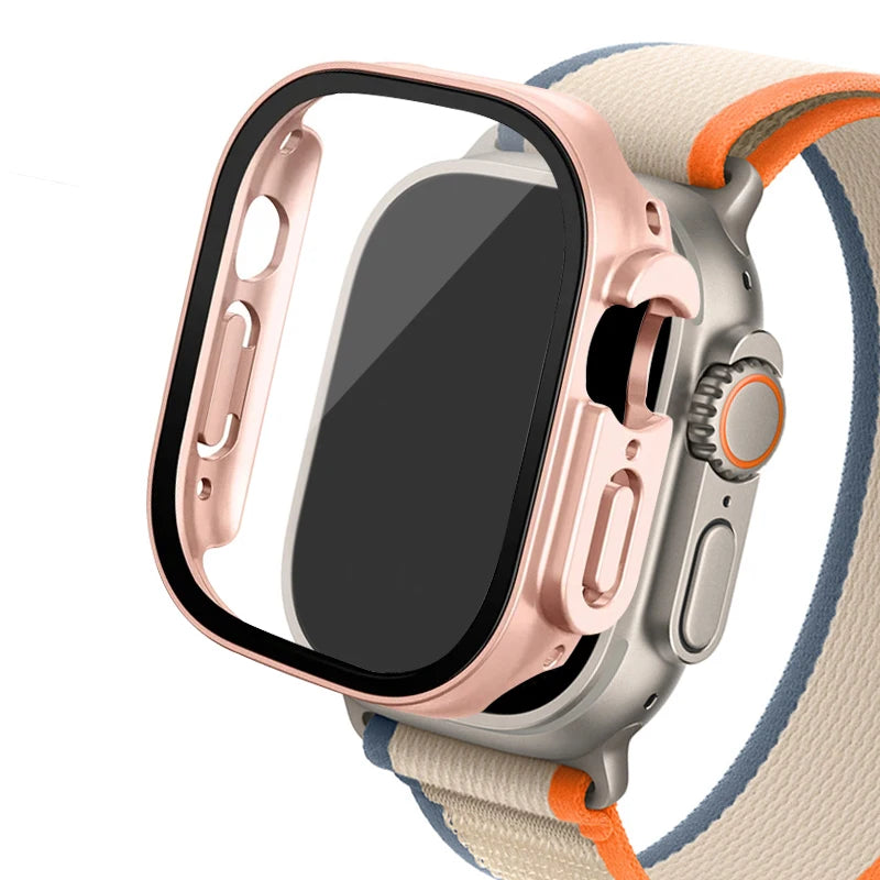 Glass+case For Apple Watch Ultra 2 case 49mm smartwatch PC Bumper+Screen Protector Tempered Cover iwatch series band Accessories