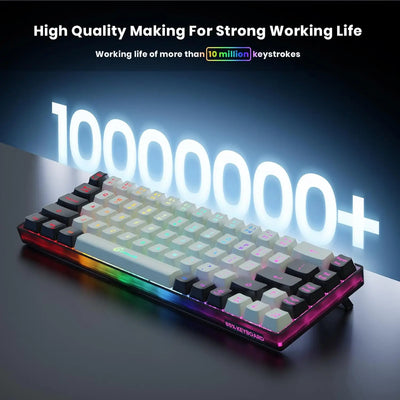 GEODMAER 65% Wireless Gaming Keyboard 2.4G Rechargeable Backlit Gaming Keyboard 68 Keys Anti-ghosting No-Conflict Keyboard forPC