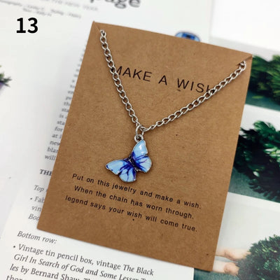 Fashion Butterfly Pendant Necklaces for Women Sweet Simple Multicolor Insect Clavicle Chain Necklace Party Jewelry Accessories