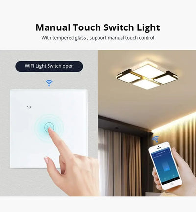 TUYA WIFI EU SMART SWITCHES 1/2/3/4 GANG TOUCH LIGHT SWITCH WALL SENSOR 433MHZ RF SWITCHES SMART LIFE FOR ALEXA GOOGLE HOME ALICE