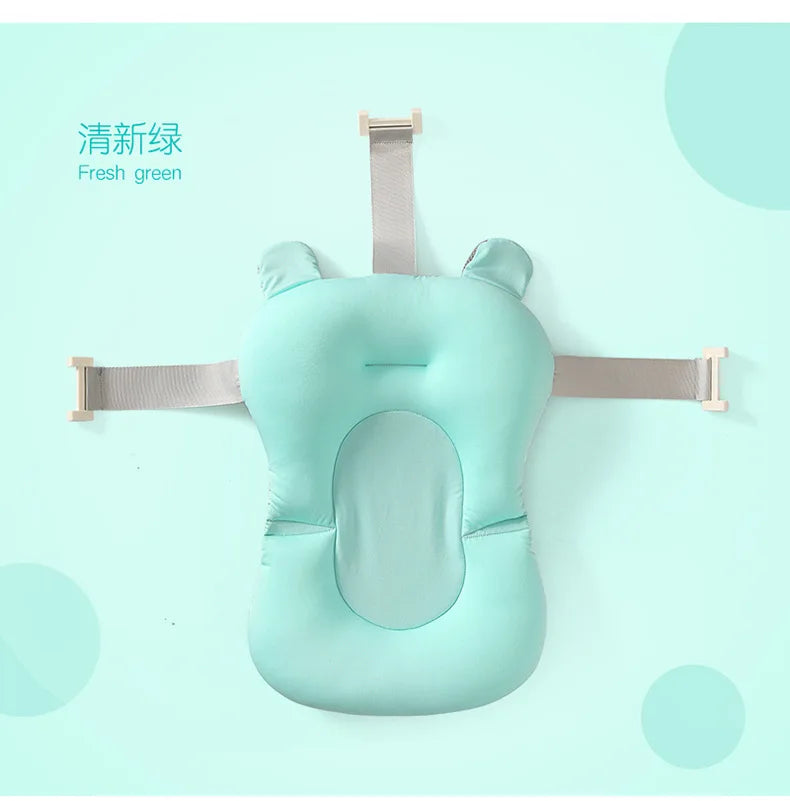 Baby Bath Seat Support Mat Foldable Baby Bath Tub Pad & Chair Newborn Bathtub Pillow Infant Anti-Slip Soft Comfort Body Cushion
