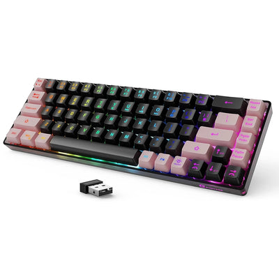 GEODMAER 65% Wireless Gaming Keyboard 2.4G Rechargeable Backlit Gaming Keyboard 68 Keys Anti-ghosting No-Conflict Keyboard forPC