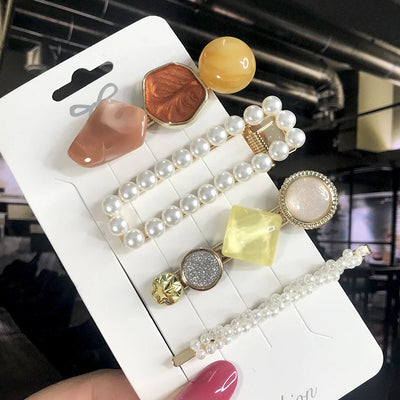 New Fashion 3/4pcs Set Pearl Hair Clip For Women Korean Hairpin Geometric Crystal Hair Barrettes Girl Hair Accessories Hairgrip