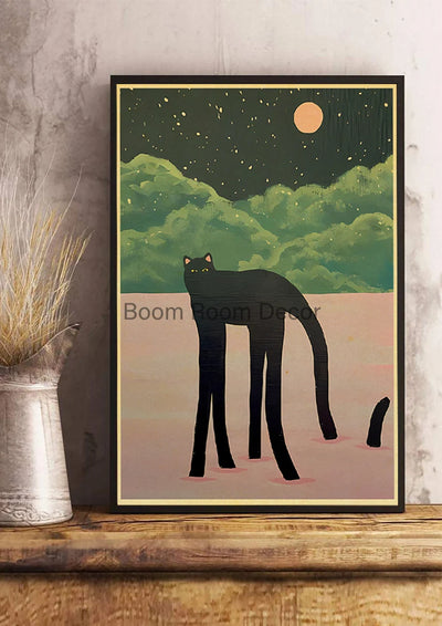 Fun And Cute Lover Cat Paper Poster Graffiti Picture Retro Personality Paper Wall Sticker Retro Bar Cafe Home Room Gift Decor