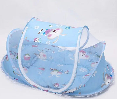BABY MOSQUITO NETTING FOLDING CRIB BEDDING WITH MATTRESS & PILLOW, TRAVEL BED SUPPLIES FOR BABY (0-3 YEARS OLD)