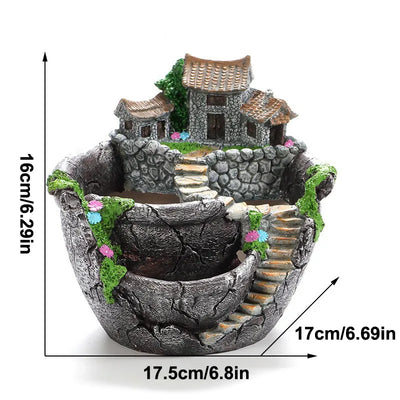 Creative Mini Flowerpot Succulent Planter Simulation House Cute Green Plants Planter Flower Pot With Hole Home Garden Decoration