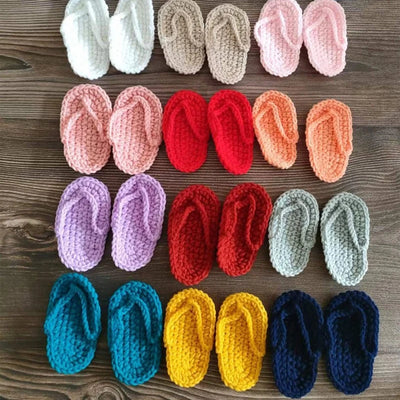 Newborn Photography Prop Accessories 1 Pair Baby Knitted Slippers Mini Handmade Crochet Shoes Boys Girls Fotografia Flip-flops