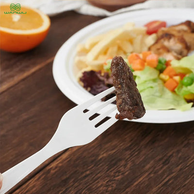 50-pack, 7-inch biodegradable disposable cutlery fork, heavy-duty bio-based CPLA cutlery for parties, barbecues and picnics