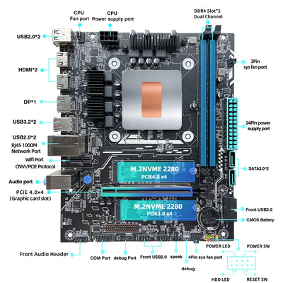 DIY Gaming Computer M-ATX DIY Desktop Motherboard CPU COMBO 13th Kit Interposer Core CPU Q1J4(i5 ES 0000)12C16T 12MB DDR4 RAM