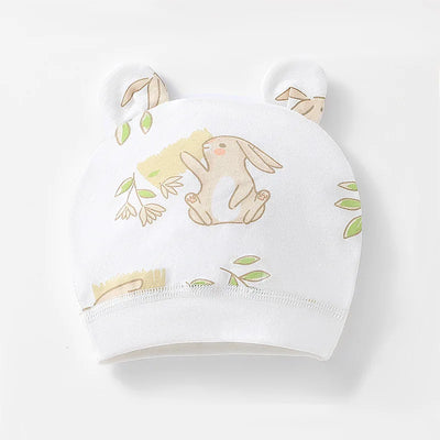Soft Infant Beanies Caps Baby Hat Cartoon Bear Boneless Muslin Hat Newborn Headwear Windproof Spring Hat 0-3M Baby Hats
