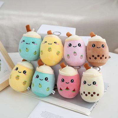 Cute Stuffed Plush Bubble Tea Food Milk Cup Plushie Pillow Mini Simulation Keychain Pendant Soft Plush Doll Toys Gifts for Kids